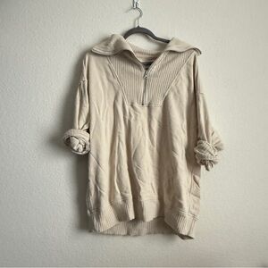Aerie cream oversize quarter zip